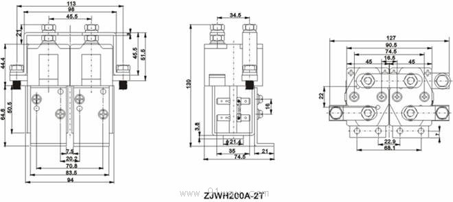 ZJWH200A-2T型直流接触器安装尺寸
