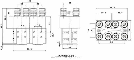 ZJW100A-2T直流接触器安装尺寸