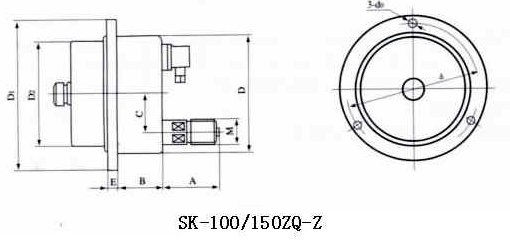 SK60/100/150数显耐震电接点压力表外形尺寸1