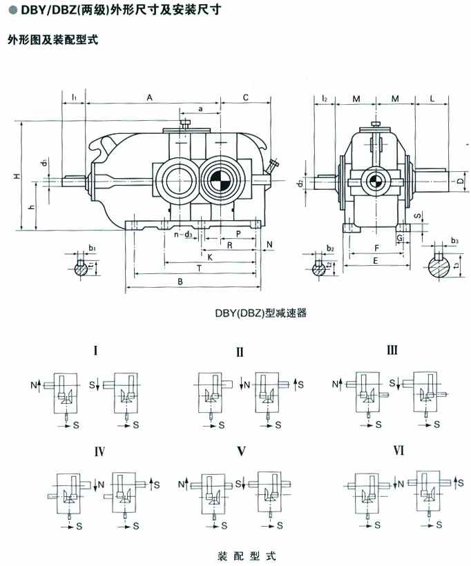 DBZ,DCZ型垂直轴圆锥圆柱中硬齿面减速机外形尺寸