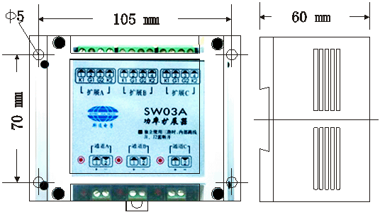 SW03A三回路晶闸管功率扩展器外形尺寸