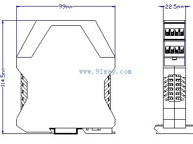 G-211两入两出信号隔离器外形尺寸
