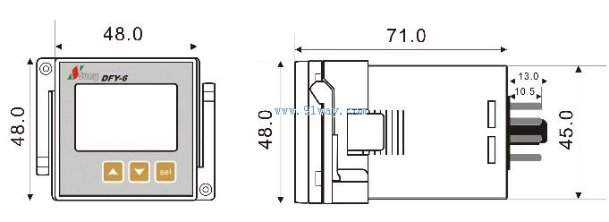 DFY-6三相电源相序保护计数器外形及安装尺寸