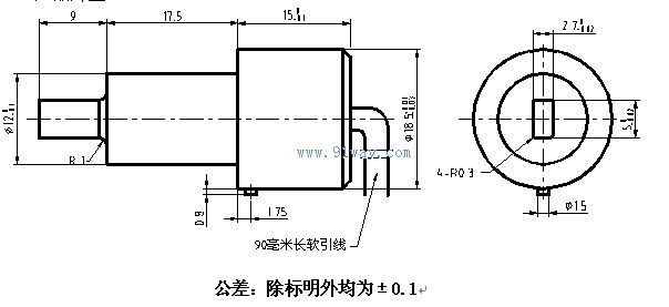 WR1800国标及军品电位器外形尺寸