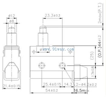 TZ-7110,AZ-7110微动开关安装尺寸
