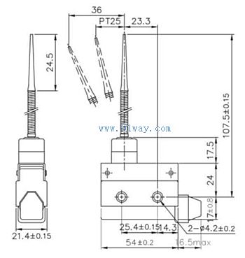 TZ-7166,AZ-7166微动开关安装尺寸