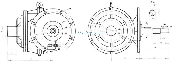 SSX系列弧齿锥齿轮行星齿轮减速器外形尺寸