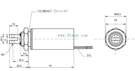 GSL250,GST250管式电磁铁安装尺寸