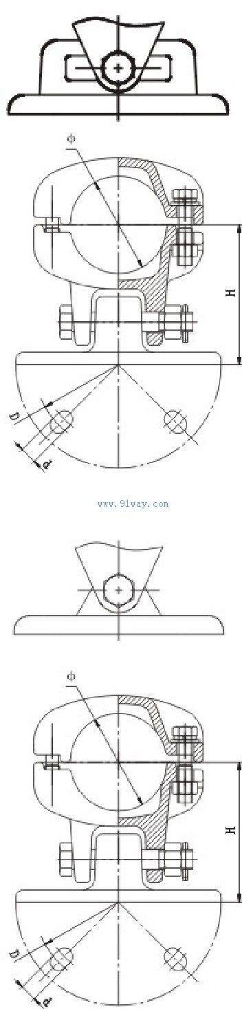 MGGH(MGG1)/MGGZ(MGG2)型管母线固定金具安装尺寸