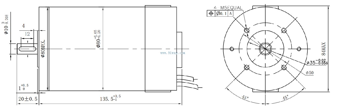 80ZY400直流永磁有刷电机安装尺寸