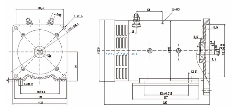 ZD-0.8系列直流牵引电机安装尺寸