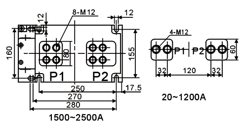 LZZBJ9-10D2型电流互感器外形及安装尺寸