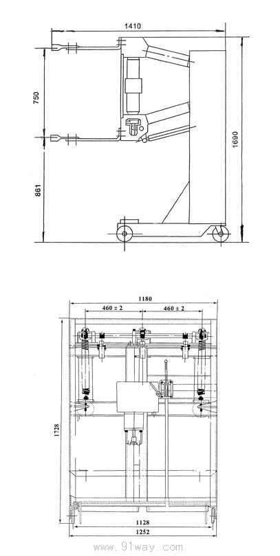 ZN23-40.5C系列车式户内高压真空断路器安装尺寸图