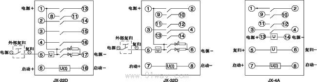 JX-4A,JX-22D,JX-32D型二次显示信号继电器接线图