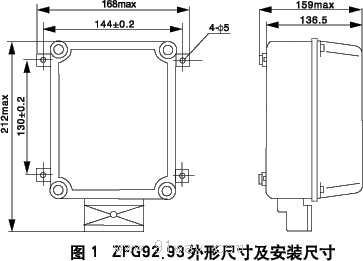ZFG92.93(SRG)有功功率监视装置外形及安装尺寸