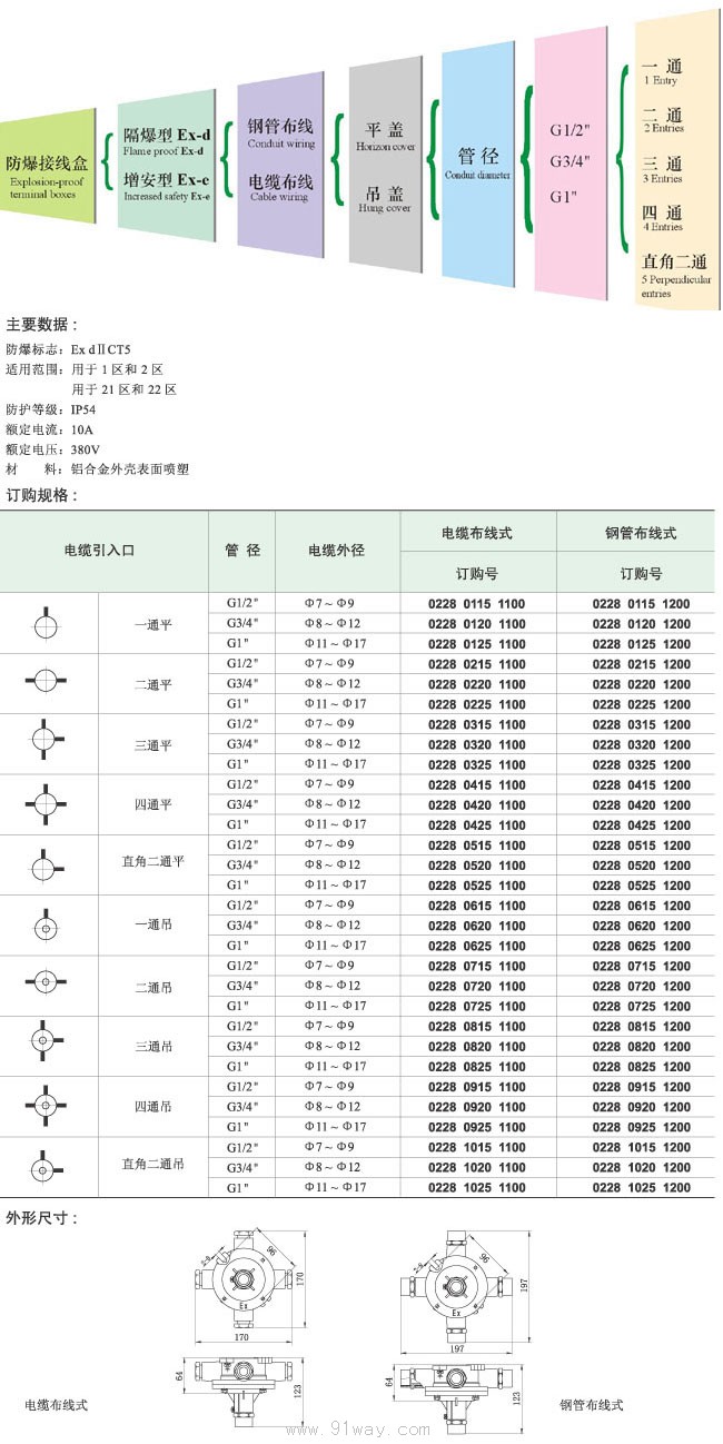 CZ0228隔爆型防爆接线盒技术参数