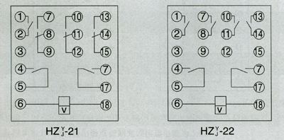 HZYJ-21.22系列静态中间继电器接线图