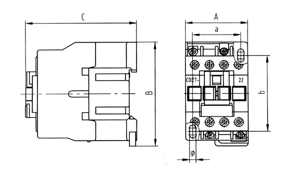CDZ7系列接触器式继电器外形及安装尺寸
