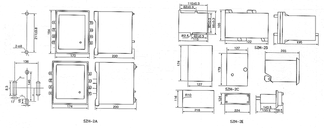 SZH-2A(SQP-1A/Ⅱ)型数字频率继电器安装尺寸