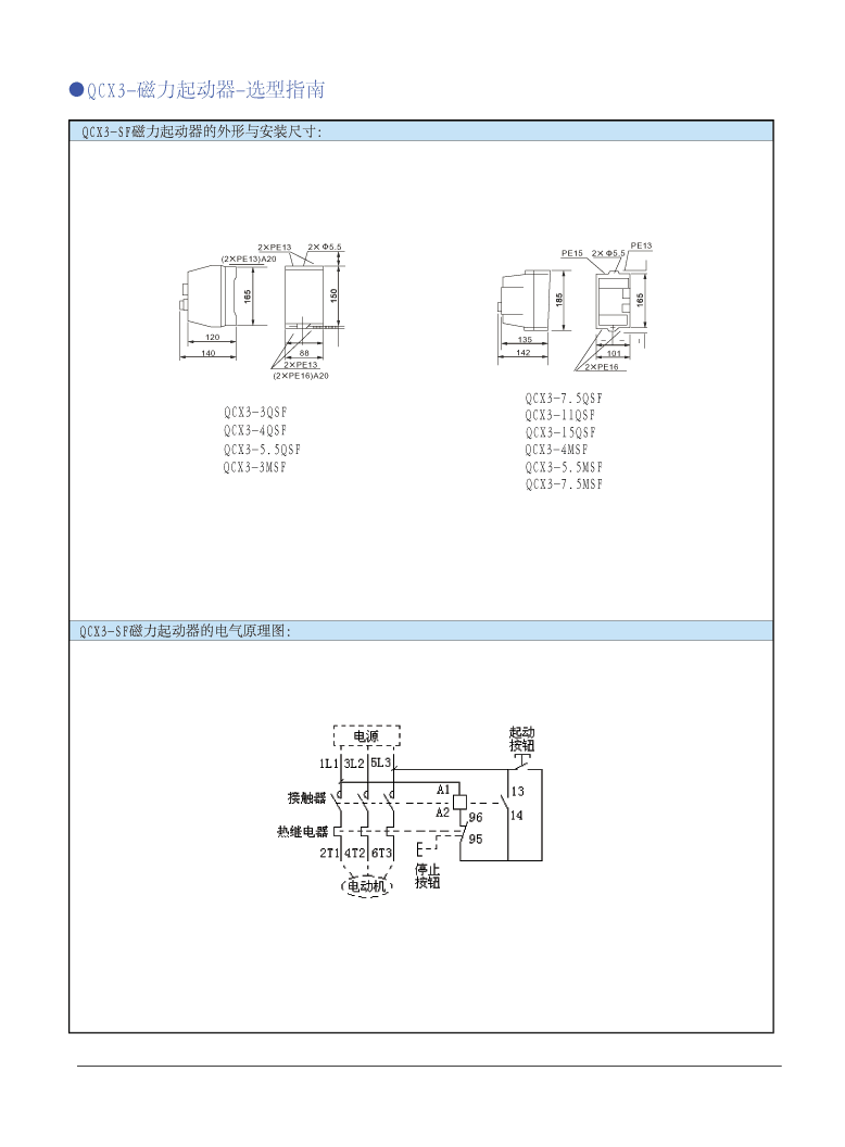 QCX3系列磁力起动器安装示意图