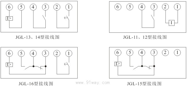 JGL-10系列静态型过流继电器接线图