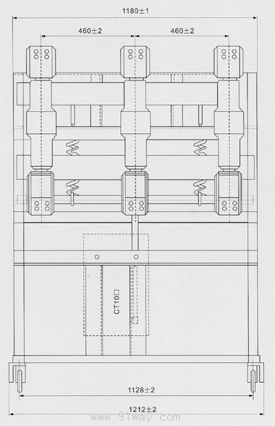 ZN□-40.5型户内高压真空断路器手车安装尺寸