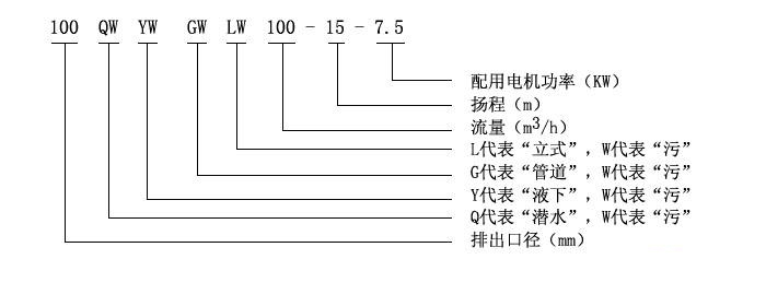 LW型直立式无堵塞排污泵型号说明