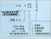 TLB系列凸轮式转子泵(罗茨式输液泵)型号说明